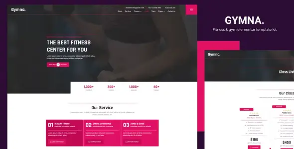 Gymna – Fitness & Gym Elementor Template Kit